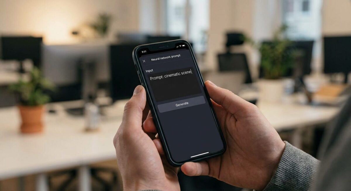 Интерфейс ввода промпта для генерации изображений на смартфоне