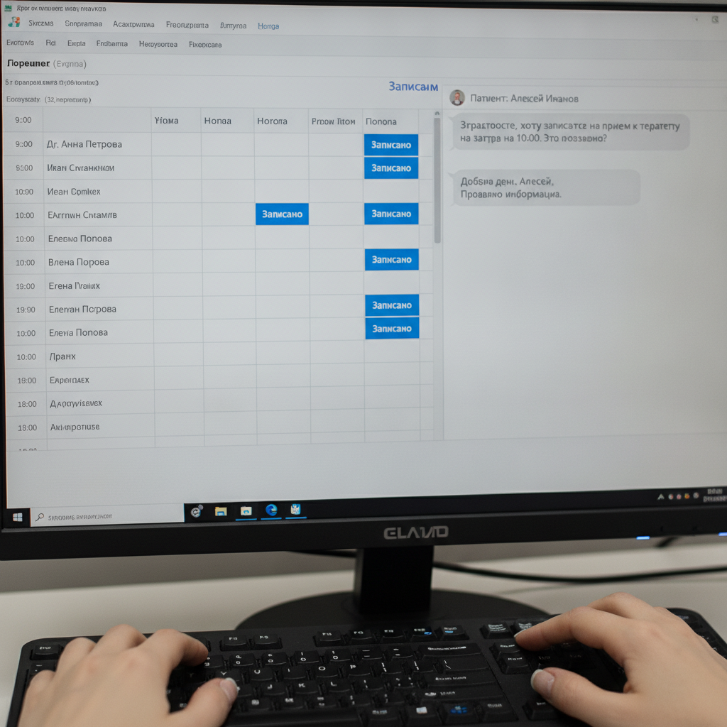 Оператор клиники проверяет автоматическую запись через бота