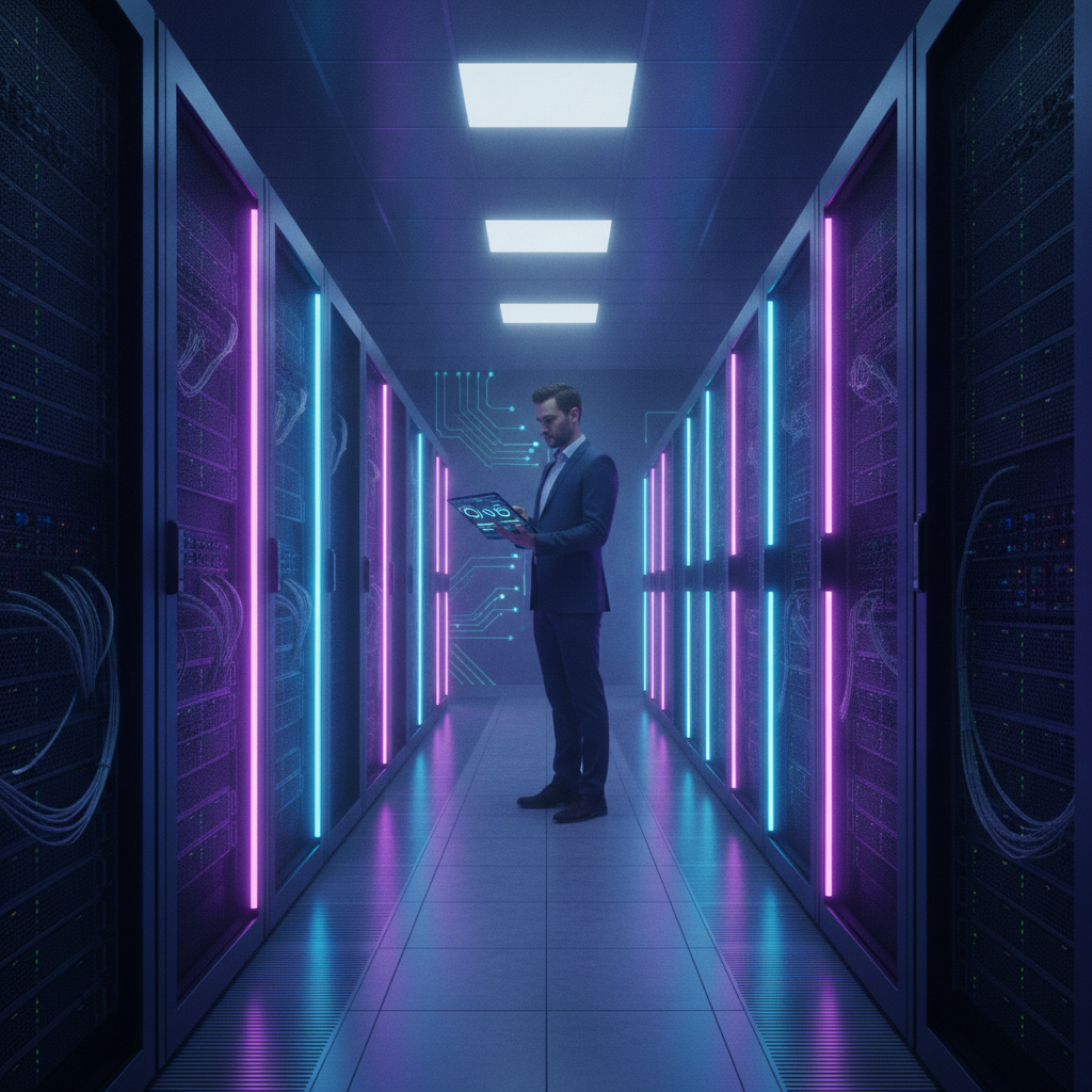 Серверная комната, обеспечивающая бесперебойную работу языковых моделей и нейросетей
