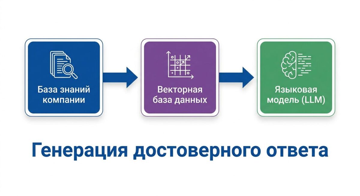 Схема работы архитектуры RAG для ИИ-помощника