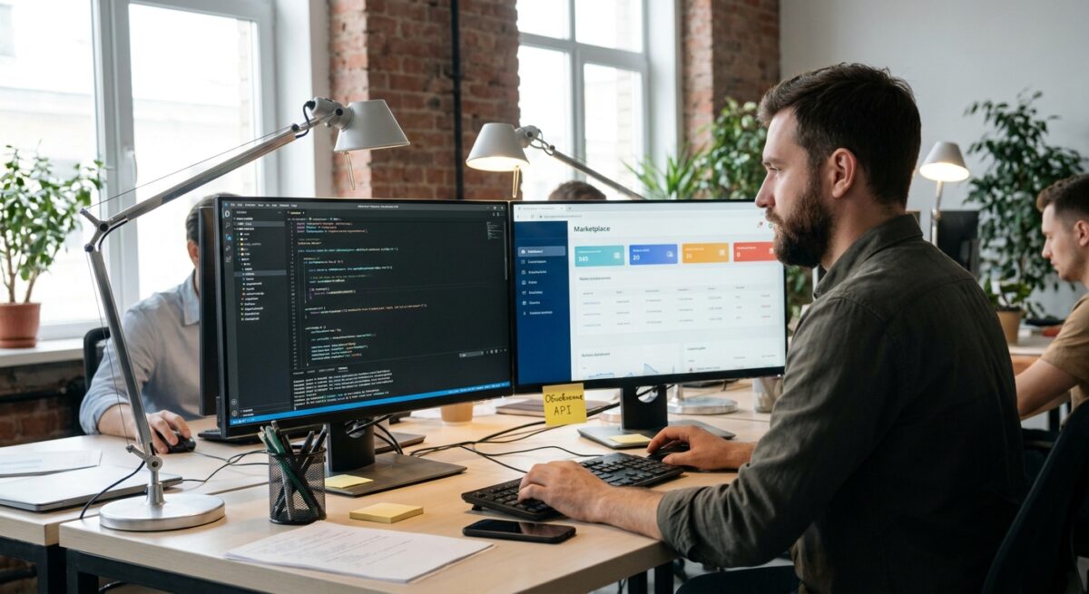 Программист настраивает API маркетплейса для синхронизации