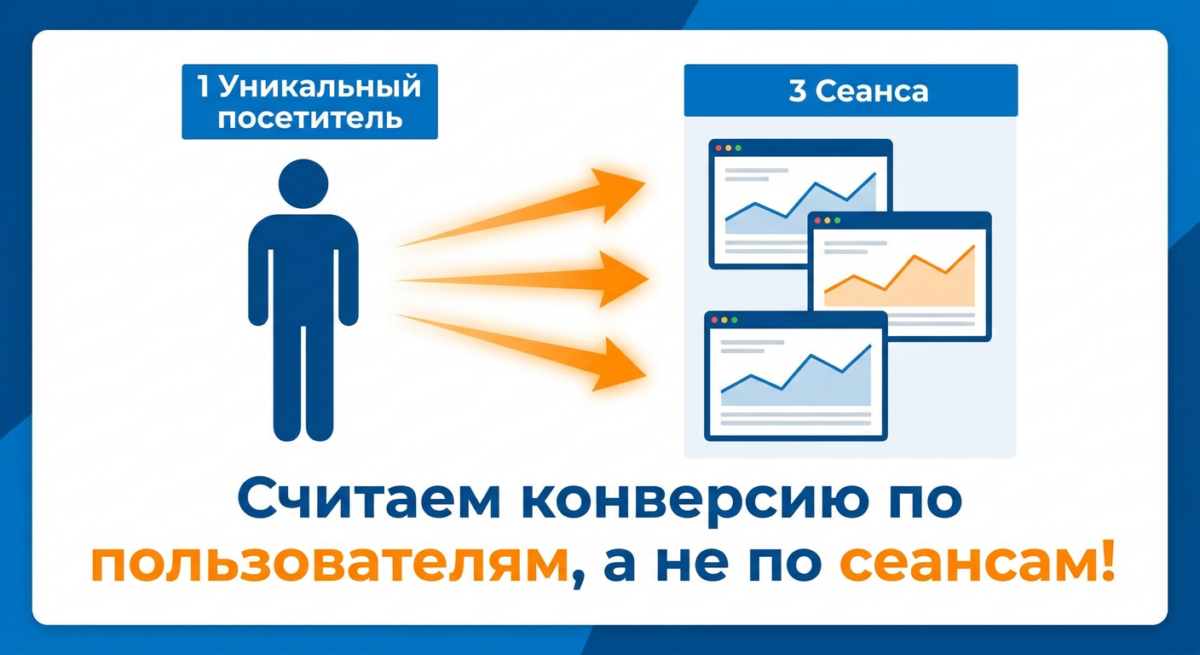 Схема расчета конверсии по уникальным посетителям