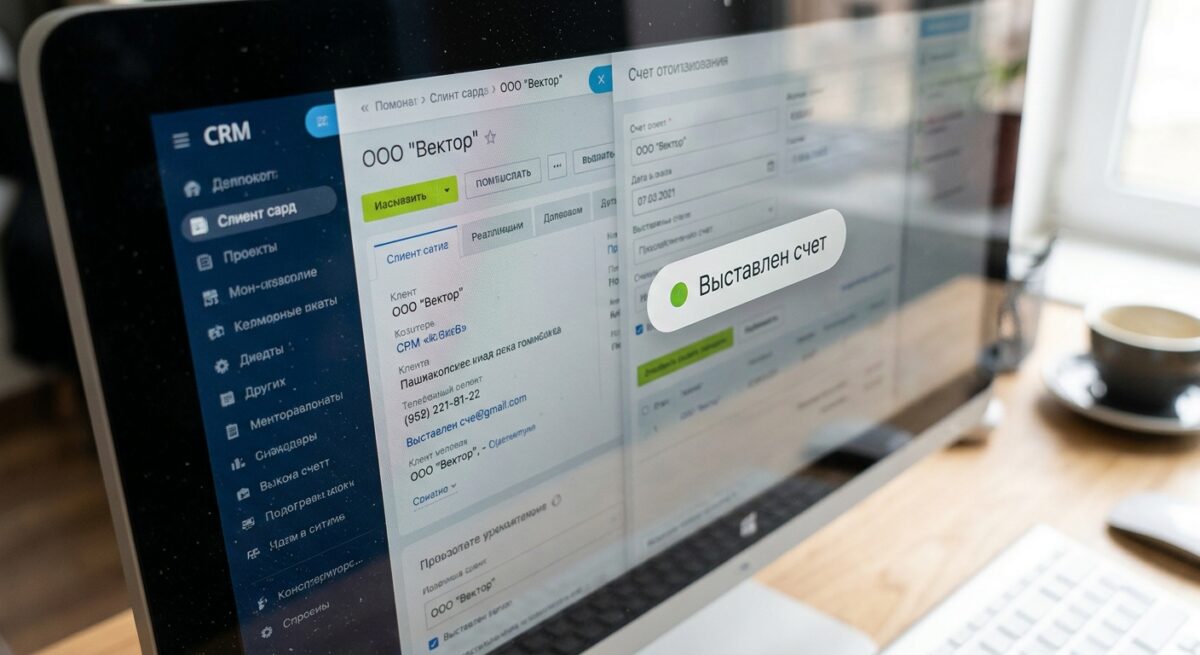 Интерфейс CRM-системы с автоматическим выставлением счета