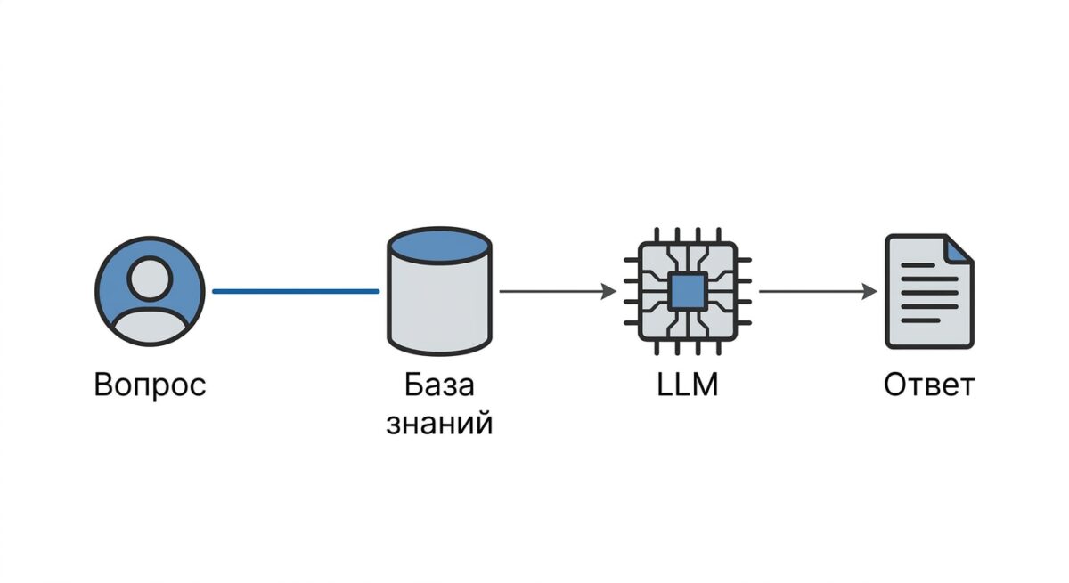 Схема работы технологии RAG векторный поиск и генерация ответа