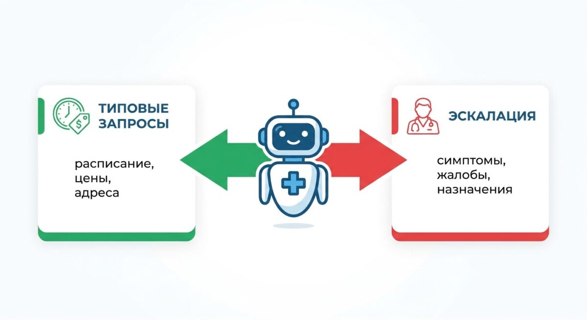 Схема распределения запросов между ИИ и персоналом клиники