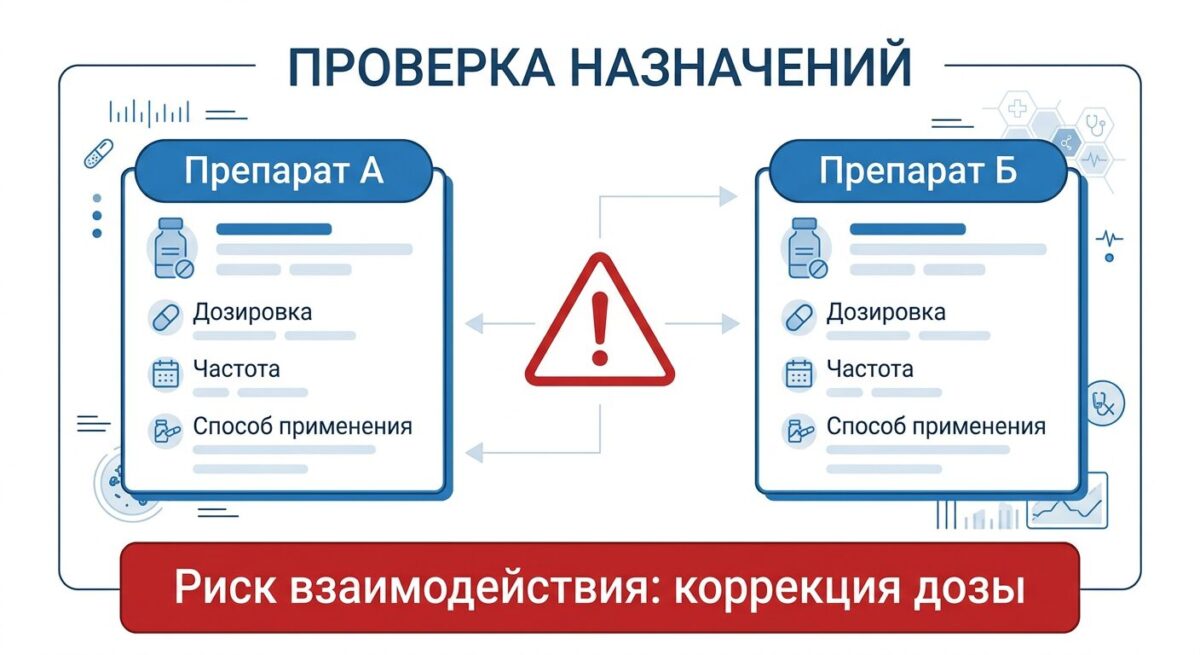Схема автоматической проверки лекарственных взаимодействий с помощью ИИ