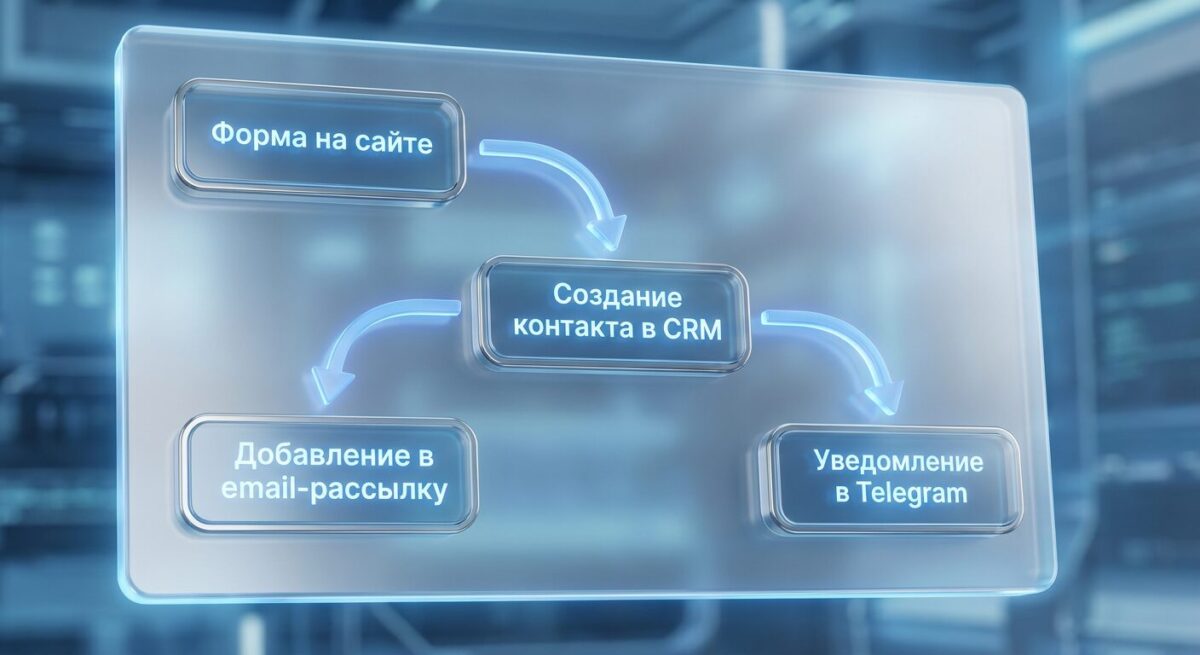 Схема автоматизации лидогенерации через форму и CRM