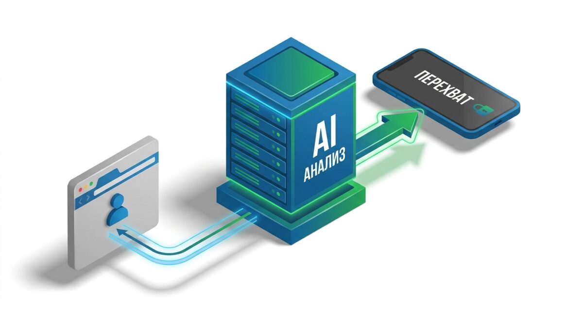 Схема работы AI-алгоритма по перехвату уходящего трафика