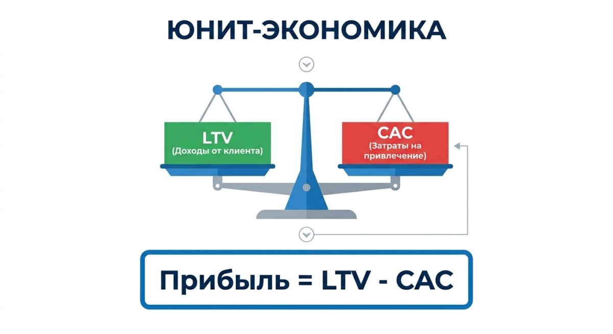 Схема расчета юнит-экономики: соотношение LTV и CAC