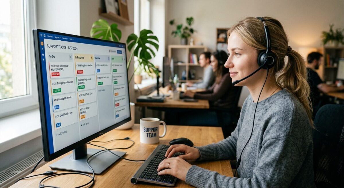 Оператор службы поддержки работает со структурированной очередью заявок