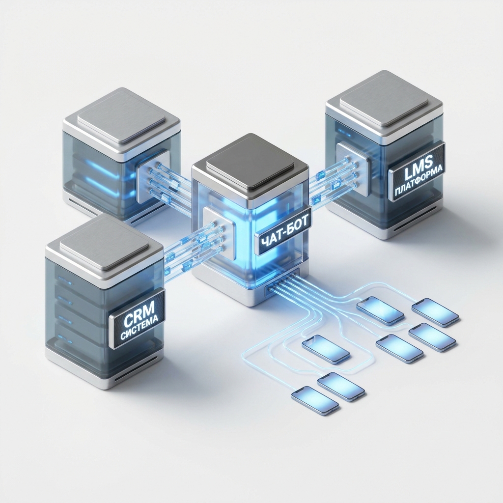 Схема интеграции чат-бота с CRM и LMS вуза