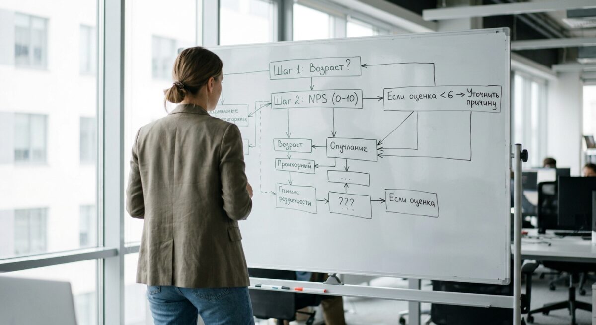 Разработка сценария для чат-бота-опросника на маркерной доске.