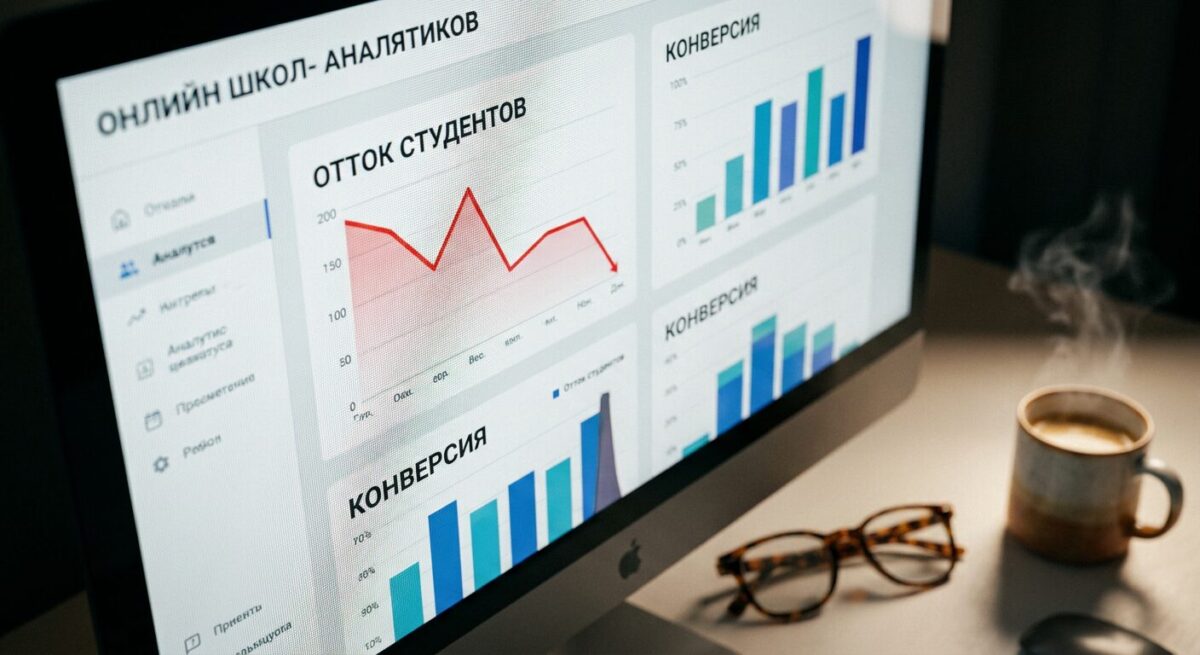 Аналитический дашборд с графиком доходимости студентов