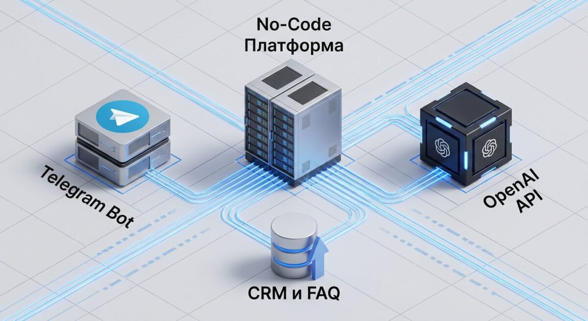 Схема работы платформы-посредника между Telegram и OpenAI