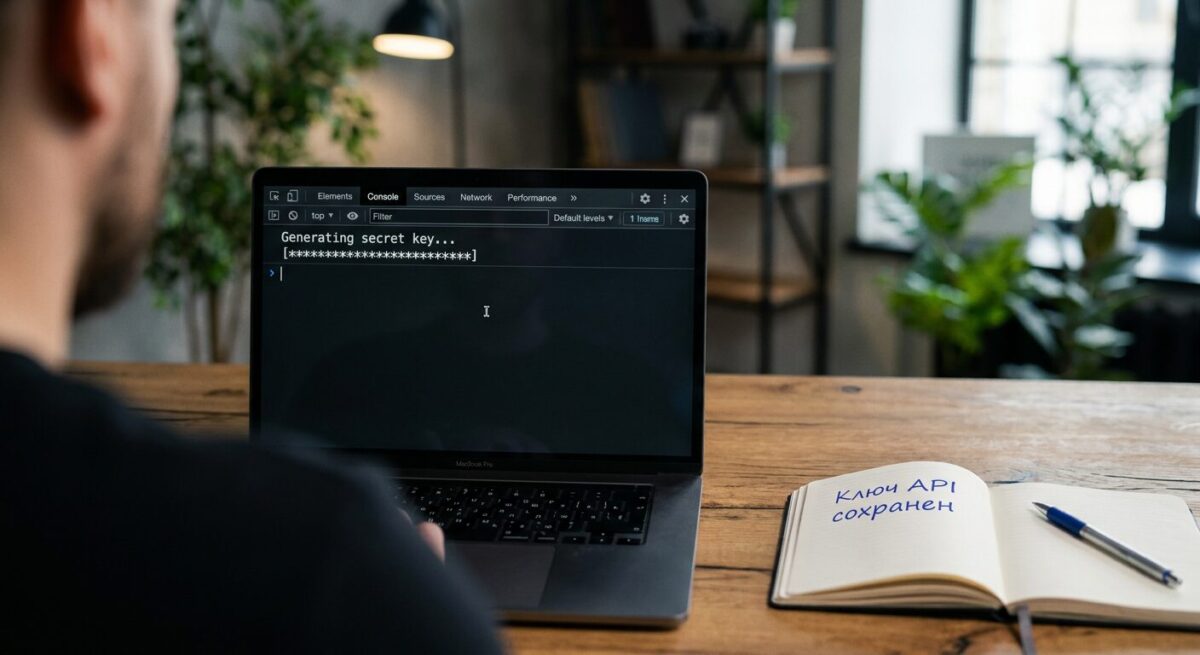 Генерация API-ключа OpenAI на экране ноутбука