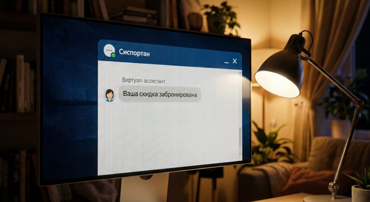 Чат с ИИ-помощником онлайн-школы на экране монитора